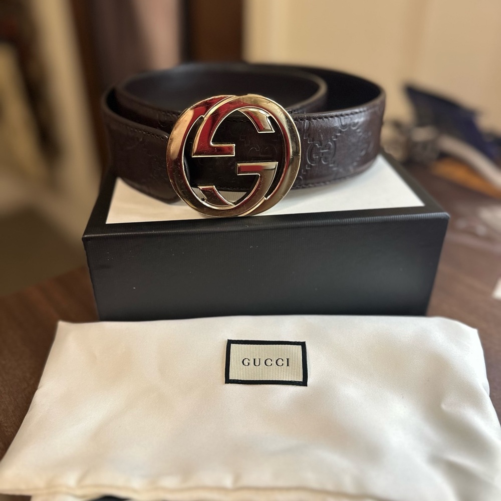 Gucci Brown and Gold Belt